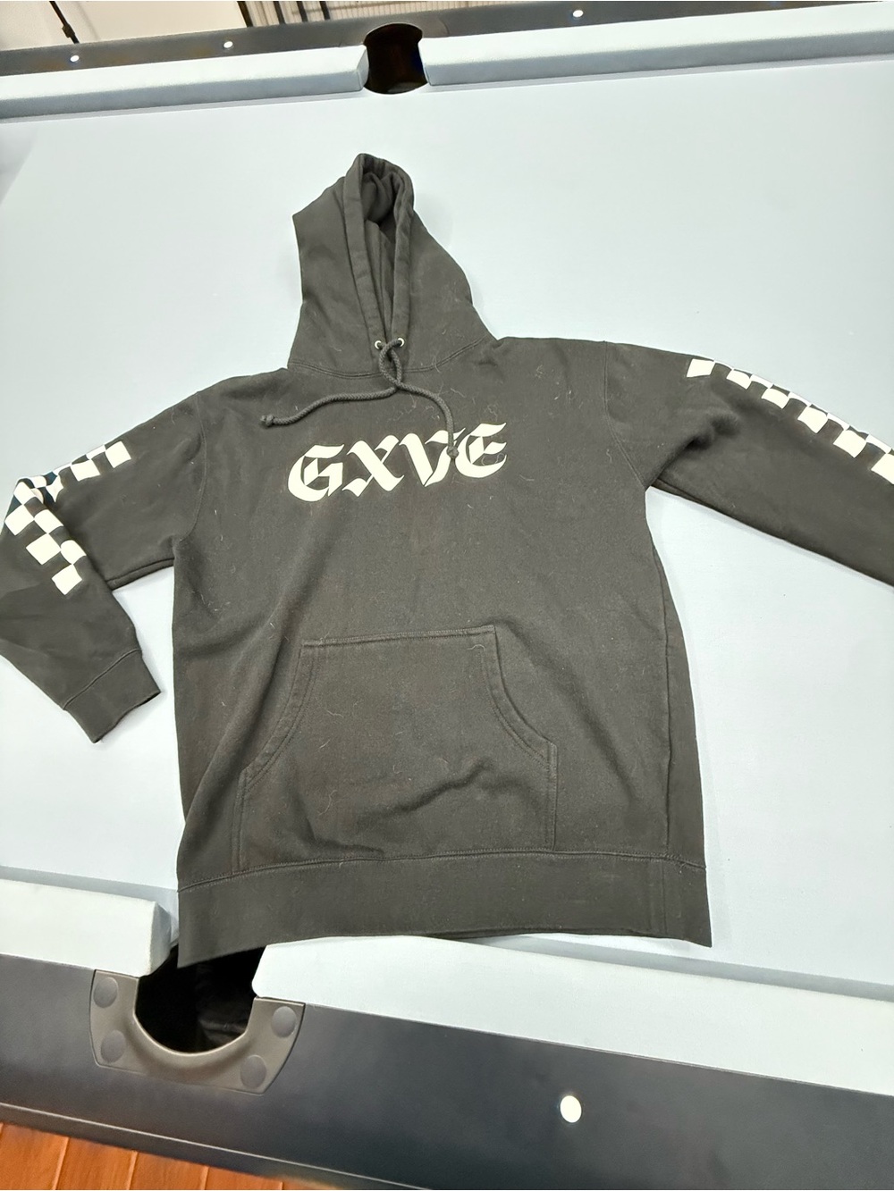 GXVE by Gwen Stephani Black Hoodie with Checker Sleeve Detail